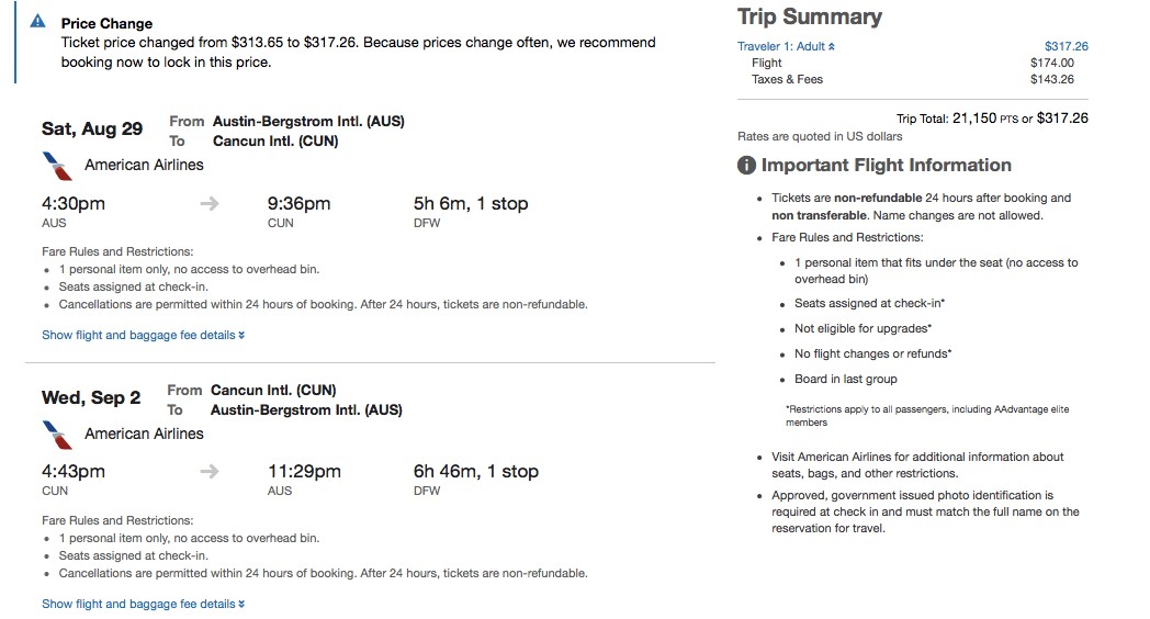 how to book aa flights with ultimate rewards