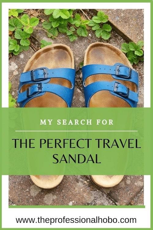 Text overlay: Perfect travel sandal, comfortable sandal, cutest sandal, best all-round sandal for travel. Hashtags: #shoes #travelsandals #sandals #comfortablesandals #crocs #wiivv #customsandals #naots #teva #chaco #barefootsandals #taos