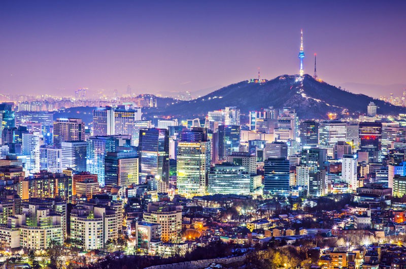 Bustling cityscape of Seoul, South Korea