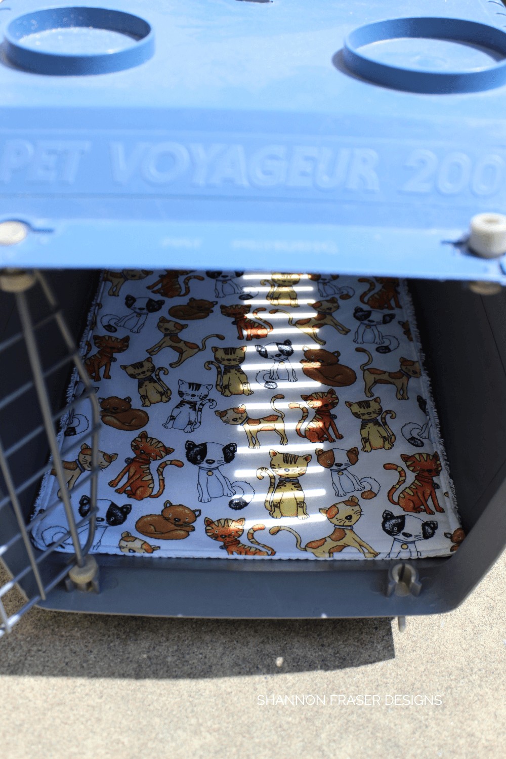 Cat travel carrier mat in use, showing pet comfort and carrier readiness