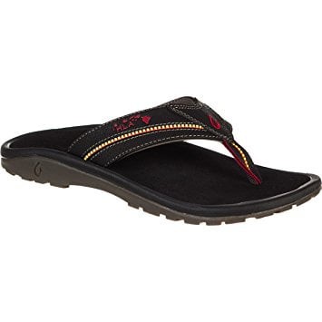 Pair of black OluKai Kia’i II mens flip-flops