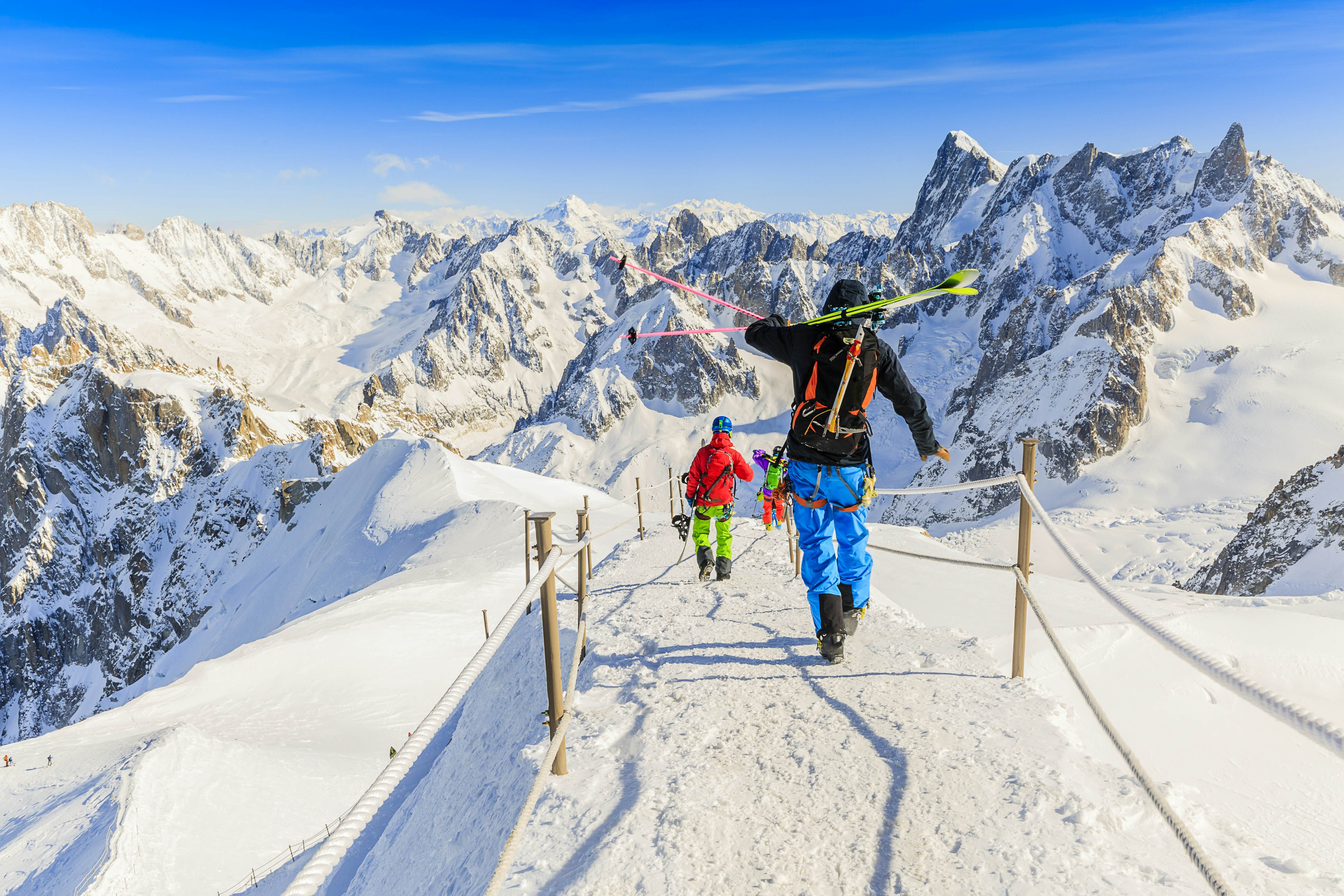 Skiing in the French Alps during winter