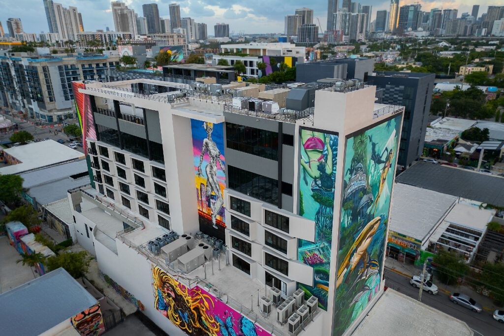 Skyline view of the Moxy Miami Wynwood Hotel. Source: Marriott