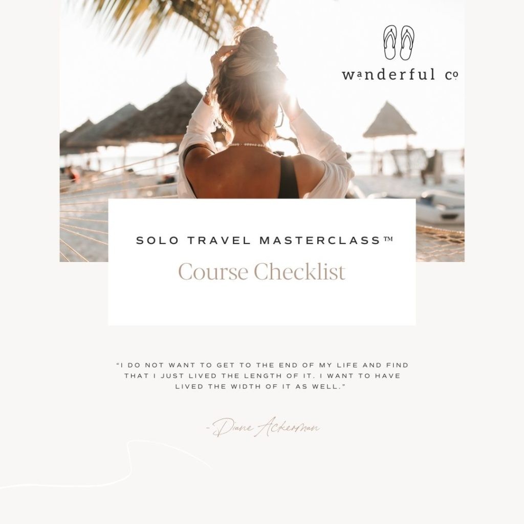 Collage showcasing the Solo Travel Masterclass workbook, hinting at further resources