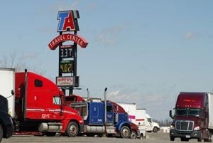 TravelCenters of America truck stop location highlighting Reserve-It parking reservation service for truckers