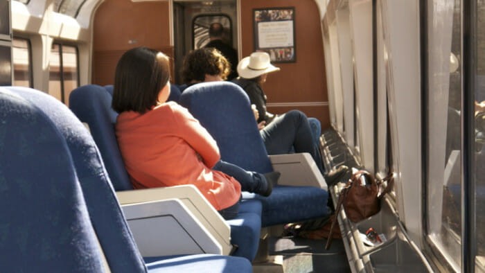 Observation car on Amtrak offering scenic views