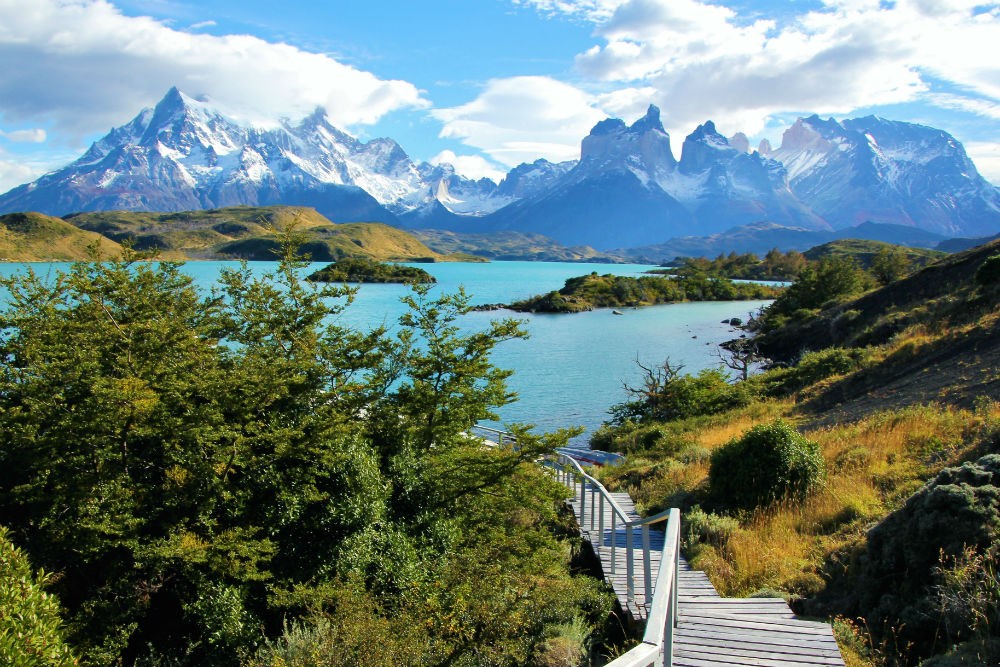 Torres del Paine National Park view of mountains and water