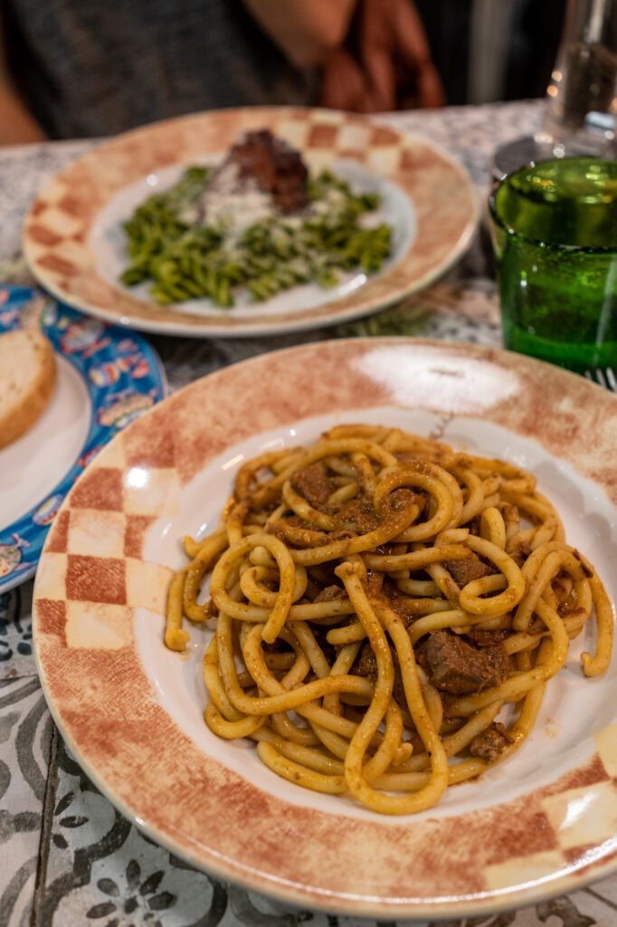 Delicious pasta dish at Trattoria da Garibardi in Florence