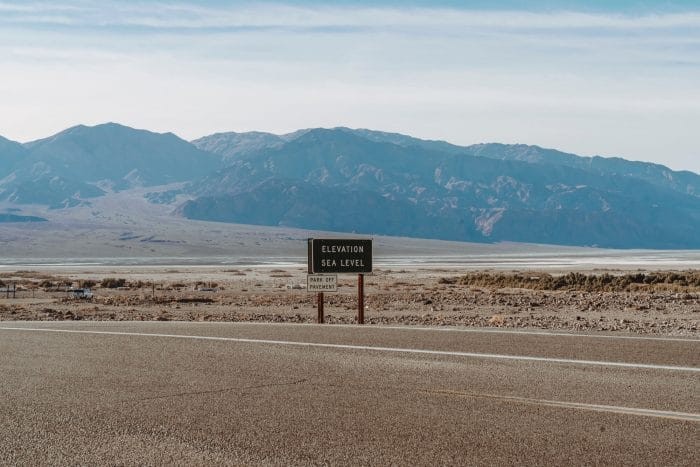 Death Valley elevation sign - travel tips