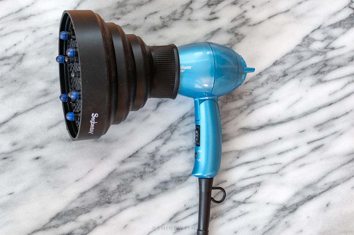 Travel Hair Dryer with Universal Diffuser for Curly Hair Styling