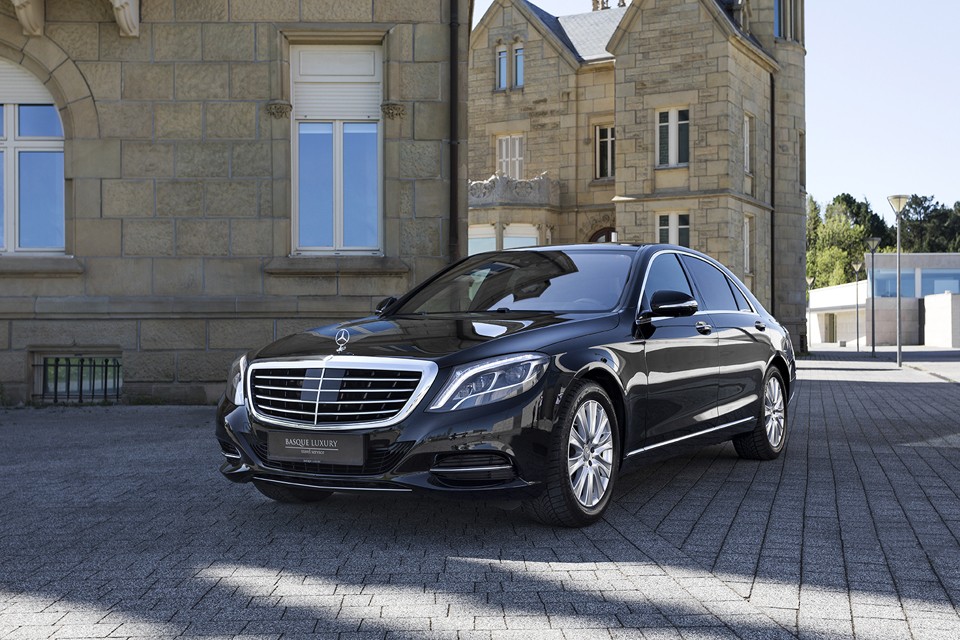 Luxury travel in Mercedes Benz S-Class with reclining leather seats