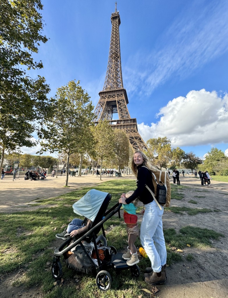 Thule Shine stroller in use on European cobblestone streets