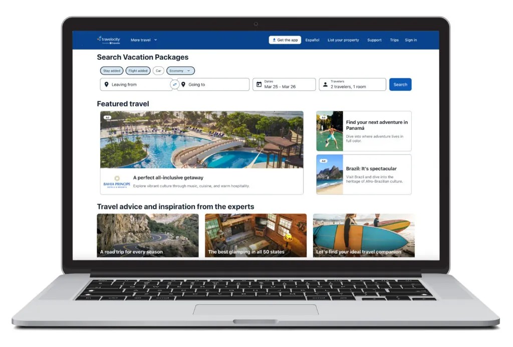 Travelocity Packages Search Page