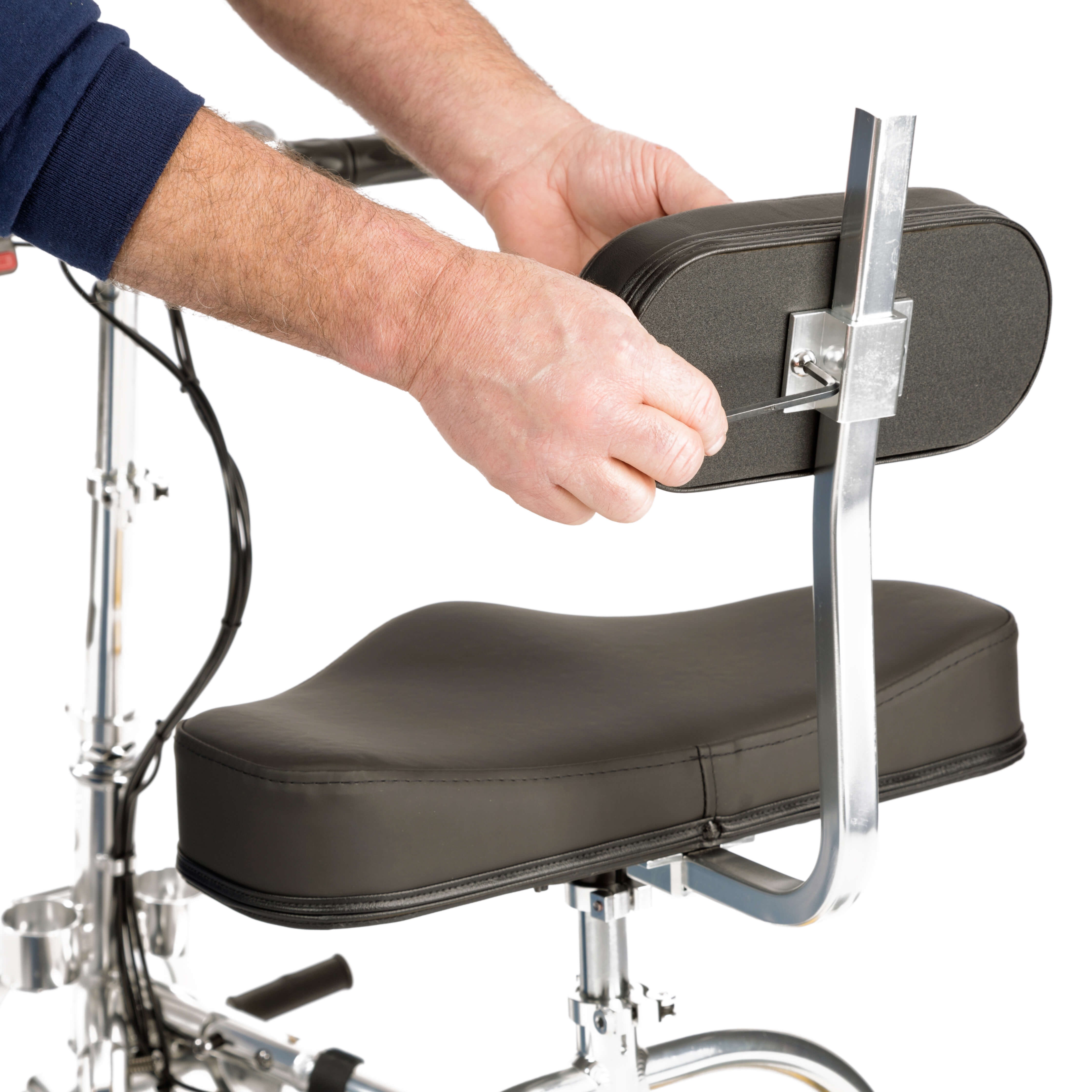 TravelScoot backrest height adjustment feature, demonstrating customizable back support