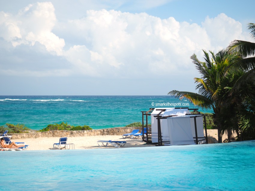 Beachfront dining at Chamico's in Tulum, enjoying fresh seafood in one of the more relaxed Mexico travel spots.