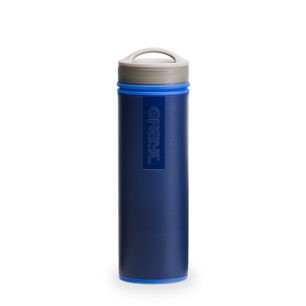 Grayl Ultralight Water Purifier Bottle in Blue, showcasing its compact and portable design.