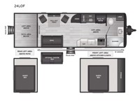 Floorplan diagram of a Hideout 24LOF 2 story travel trailer showcasing the loft layout.