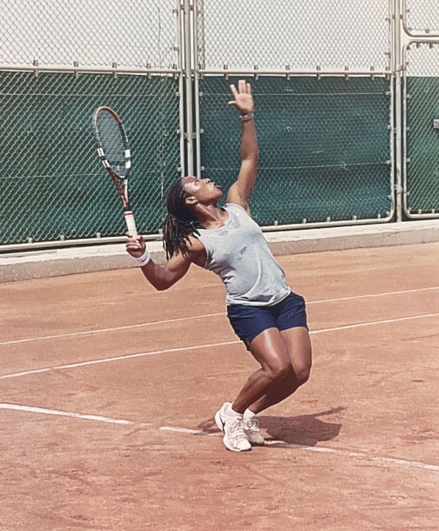 Megan on the red clay