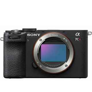 The Sony A7C R small full-frame camera is presented against a white background, highlighting its compact size and powerful sensor.