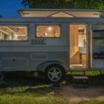 Used travel trailer camping setup