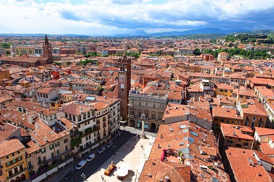 Verona cityscape from Torre dei Lamberti, Italy, offering panoramic views