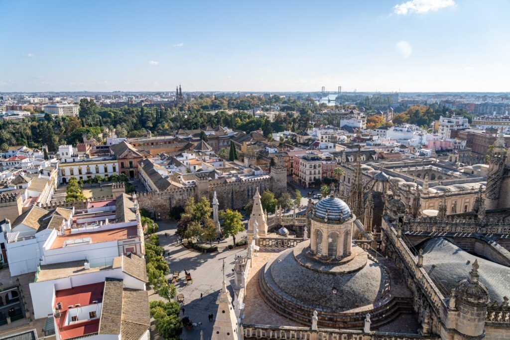 View from Giralda Bell Tower Seville Cathedral