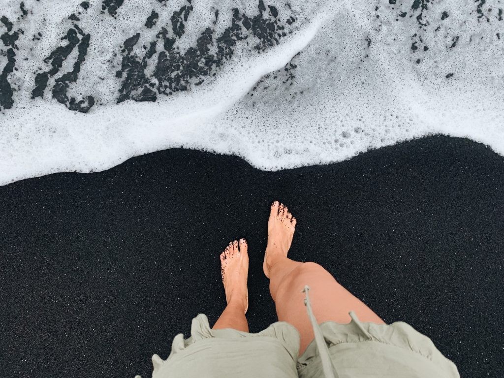 Unique black sand formations at Waianapanapa beach, Hawaii