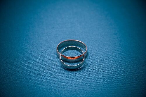 Silicone wedding band on a man's finger