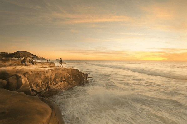 Sunset over La Jolla Cove in San Diego, California, in October