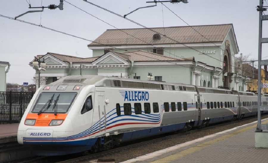 Allegro train running from Helsinki to St. Petersburg