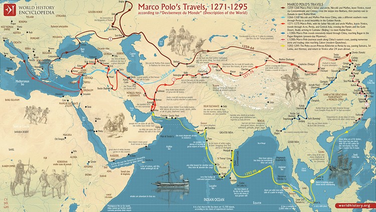 Map of Marco Polo’s Travels, 1271 - 1295