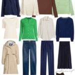 Essential Items for a Travel Clothing Capsule: Versatile tops, bottoms, outerwear, shoes, and accessories for easy mixing and matching