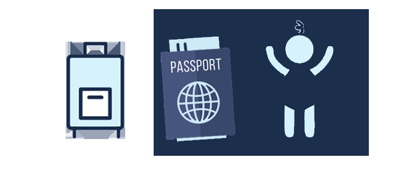Luggage, Passport, and Infant Graphic