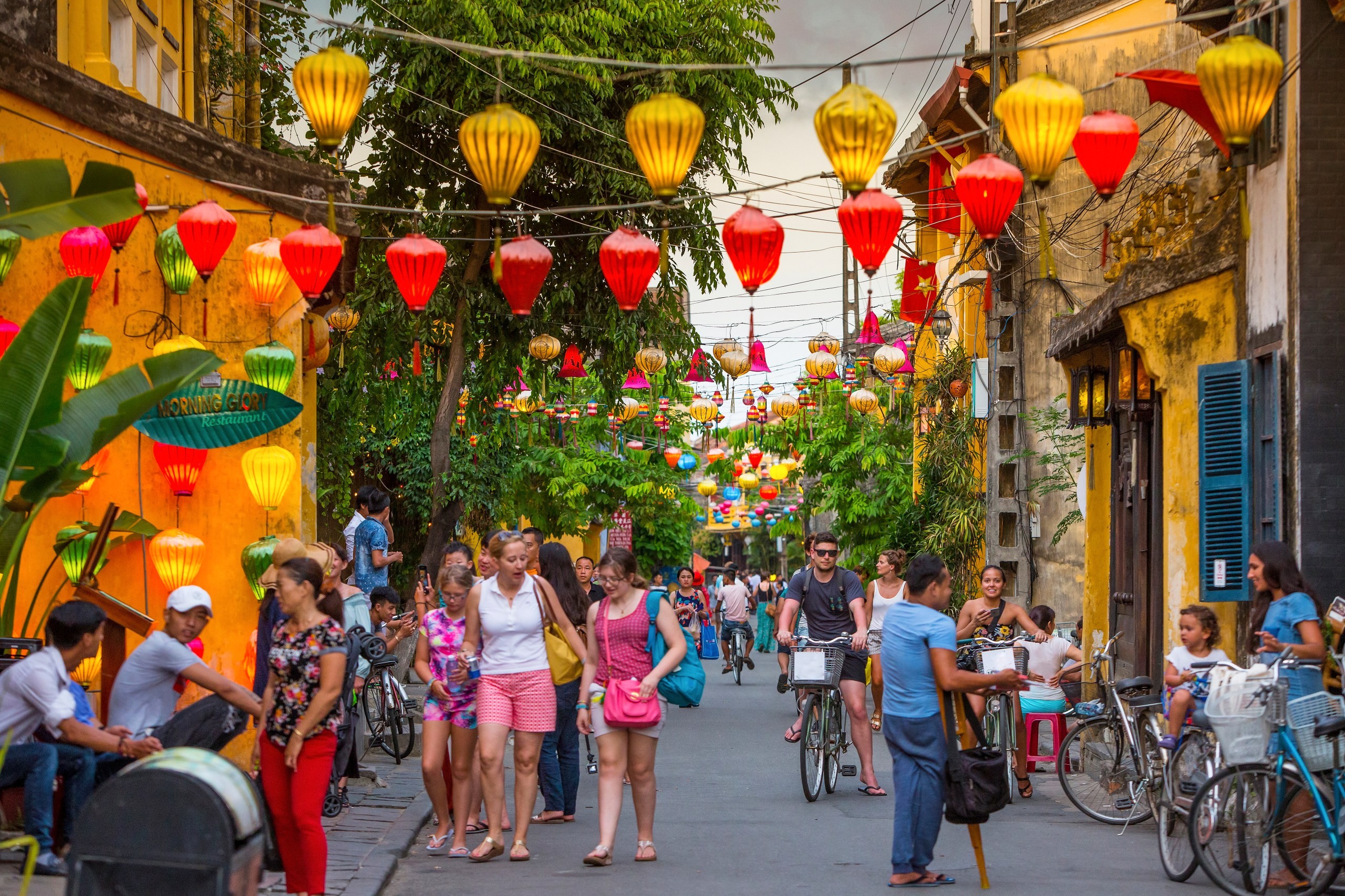 Visitors in the old town of Hoi An, Vietnam