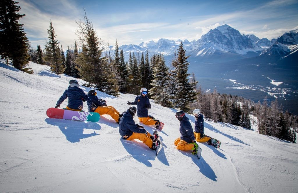 Snowboarder enjoying the slopes in British Columbia, Canada