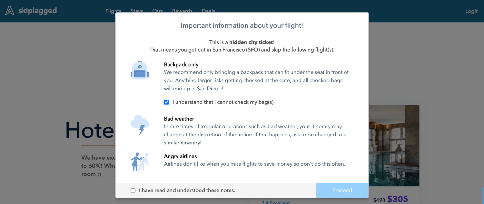 Skiplagged hidden city flights