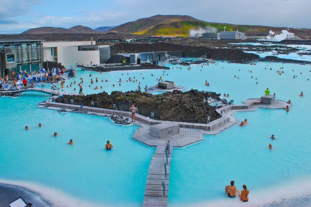 The Blue Lagoon in Iceland at nighttime