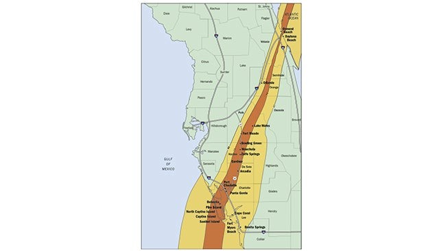 Hurricane Charley wind swath over Florida