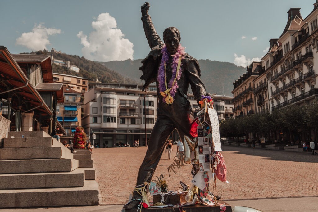 The Freddie Mercury statue in Montreux, capturing the essence of the city's cultural appeal and lakeside beauty.