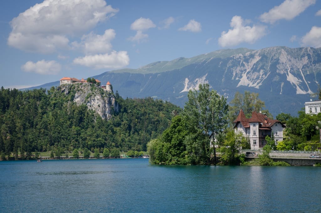 Kate rowing on Lake Bled, Slovenia