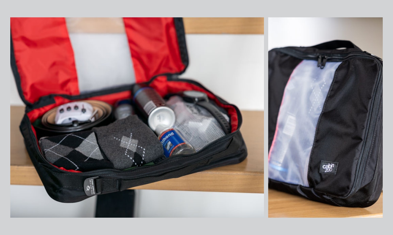 Packing cubes used to organize clothes inside a suitcase