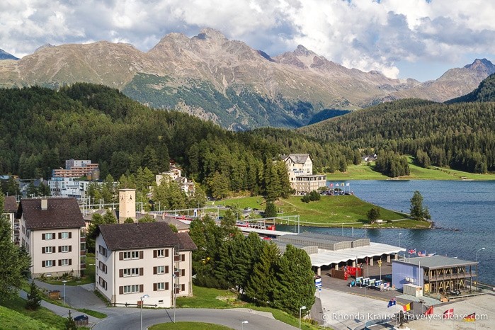 Lakefront train station in St. Moritz, a popular destination accessible with the Swiss Travel Pass.
