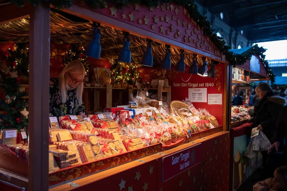 Bethlehem Pennsylvania Christmas market, showcasing its traditional wooden huts and festive decorations