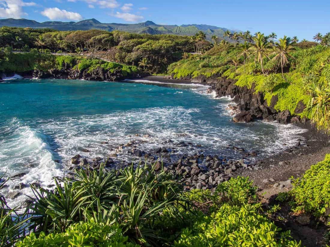 Black Sand Beach at Waianapanapa State Park, Maui, Hawaii