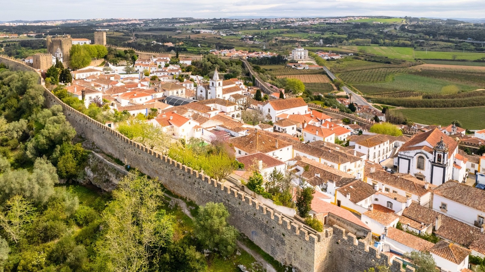 Cobbled street in Obidos, Portugal