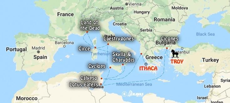 Odysseus travels through the island of Circe