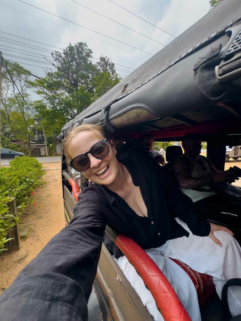 Appropriately dressed traveler in Sri Lanka, demonstrating cultural respect