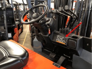 Toyota forklift data plate showing load capacity information