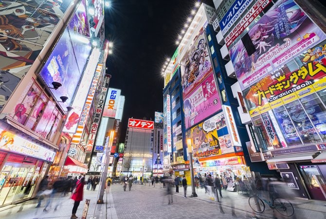 Akihabara street scene showcasing anime culture