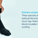 Woman wearing compression socks for travel